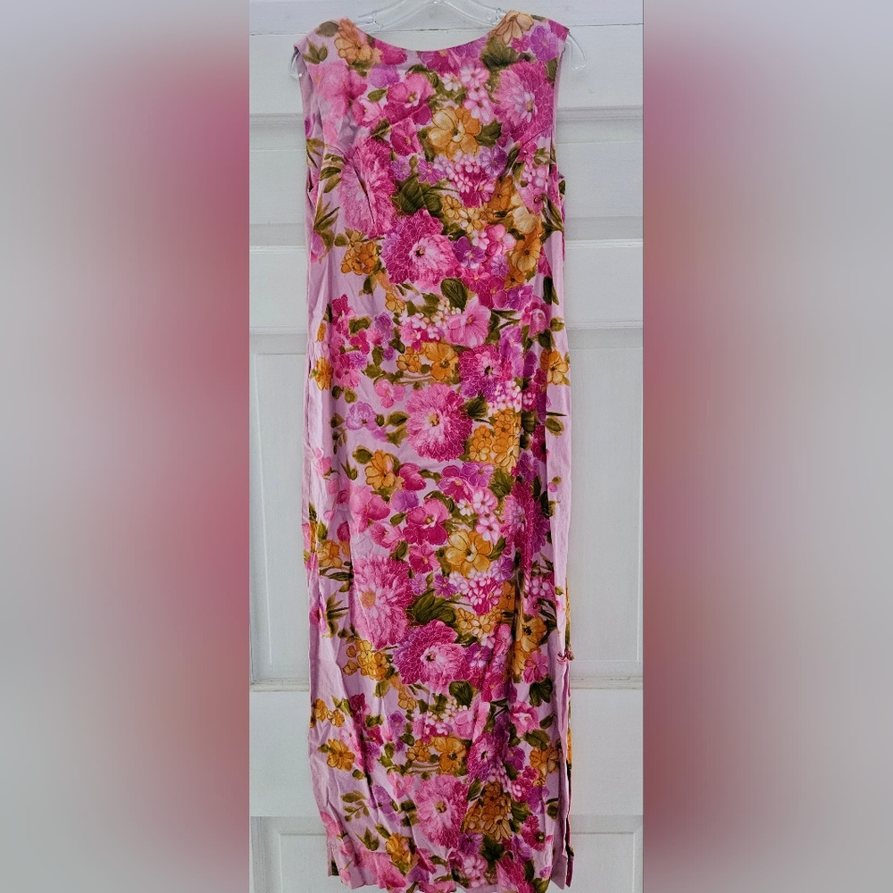 Vintage Mumu Hawaiian Maxi Dress Fits Size 12  Sleeveless Sheath by Lauhala